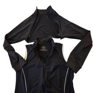 SOMA Womens Convertible Zip Up Athletic Sporty Vest/Jacket Black White Small